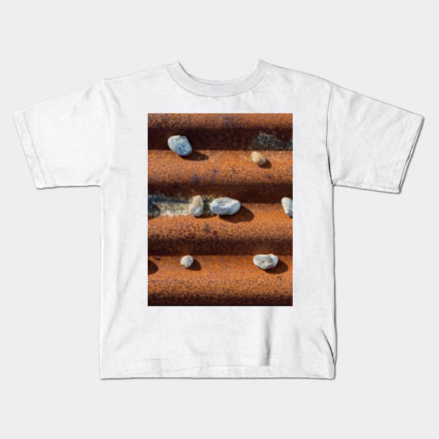 Pebbles on Rust Kids T-Shirt by Femaleform